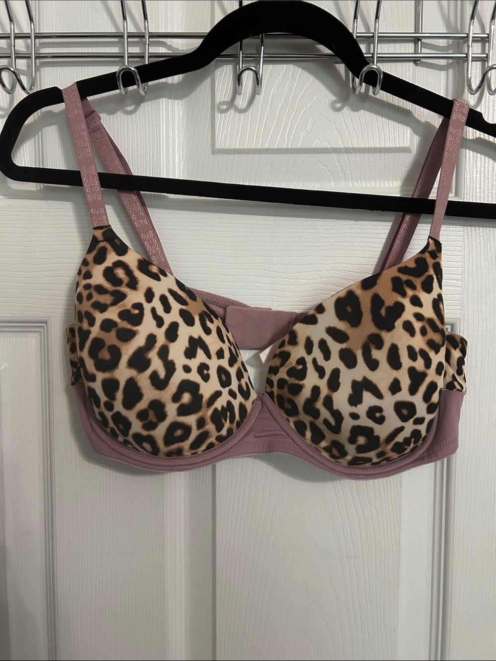 PINK Victoria's Secret Leopard Print Push-Up Bra in Mauve